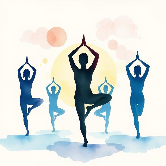 Group of ladies doing yoga